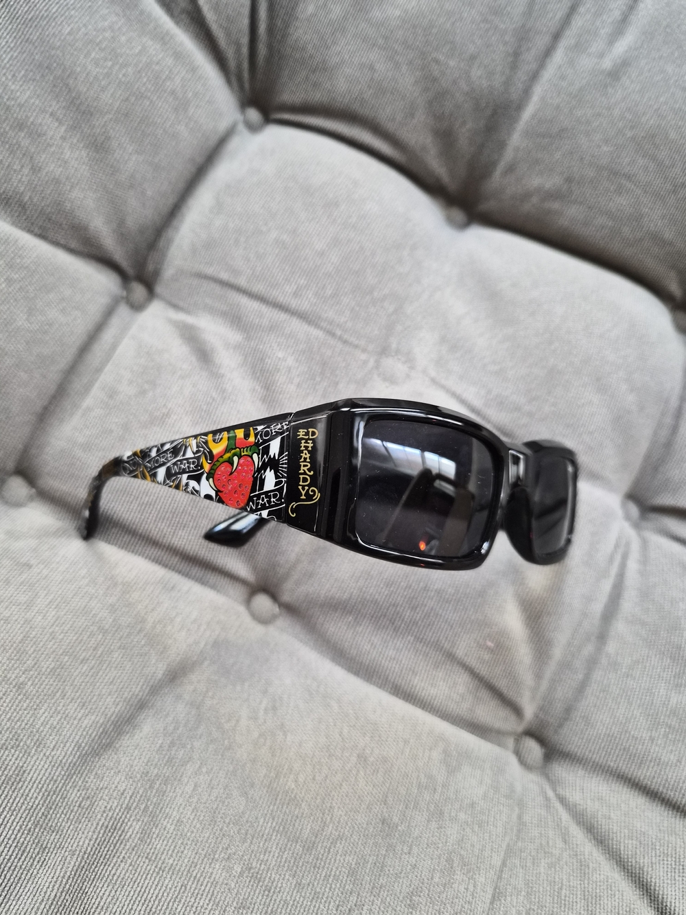 Ed Hardy Y2K Strawberry Tattoo Sunglasses Black